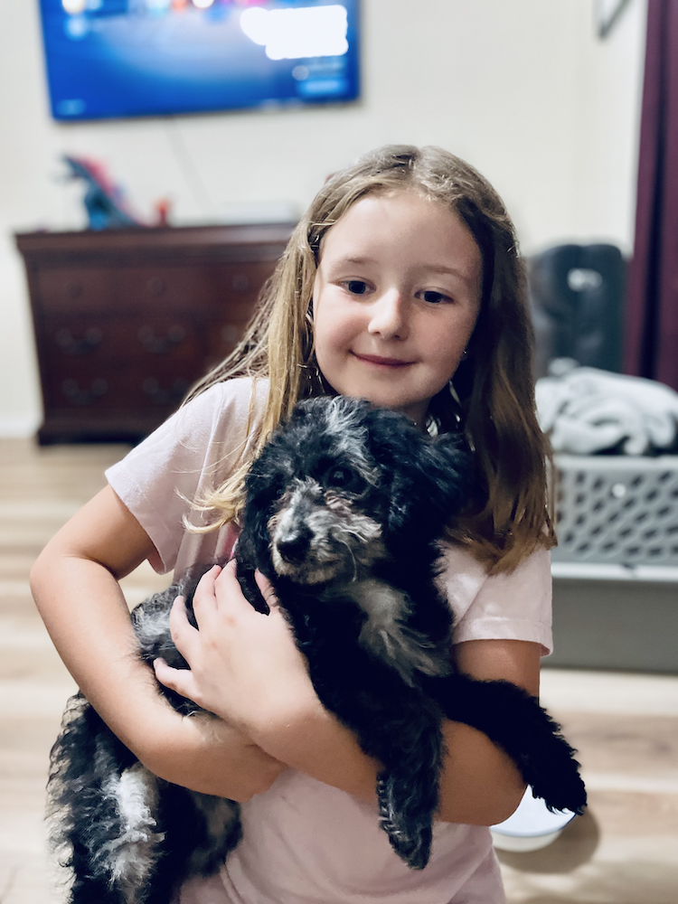 Evelyn with happy dog